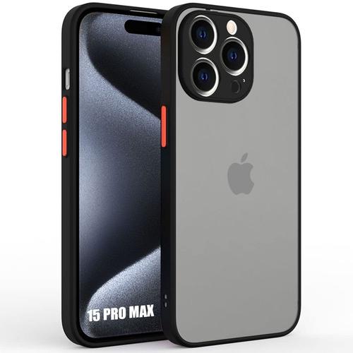 Coque Pour Iphone 15 Pro Max, Protection Antichoc Pc Rigide Translucide Mat - Noir - E.F.Connection