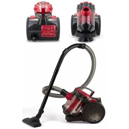 Aspirateur Sans sac 900 W Design Capacité 2L Combi Brosse Rayon ACTION 6m Filtre à air HEPA ROUGE/NOIR