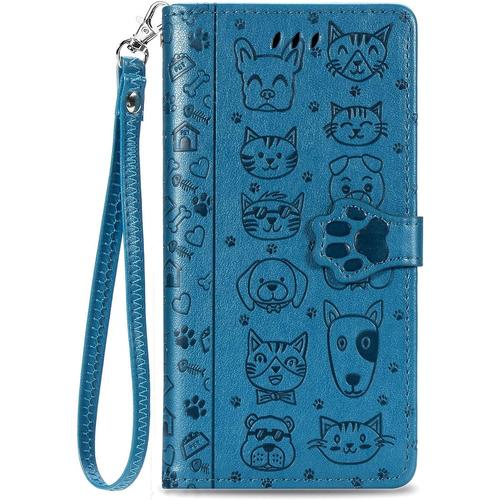 Verg Coque Cuir Pour Samsung Galaxy J5 2016 - Animal Mignon Portefeuille Étui À Rabat Avec Porte Carte Longe Béquille Magnet Folio Housse Cover Pour Samsung Galaxy J5 2016 [Mg] -Bleu