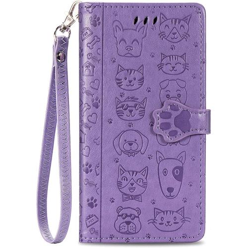 Verg Coque Cuir Pour Samsung Galaxy J5 2016 - Animal Mignon Portefeuille Étui À Rabat Avec Porte Carte Longe Béquille Magnet Folio Housse Cover Pour Samsung Galaxy J5 2016 [Mg] -Purple