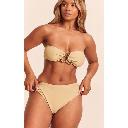 Shape Olive Gold Wave Trim Bandeau Bikini Top, 46