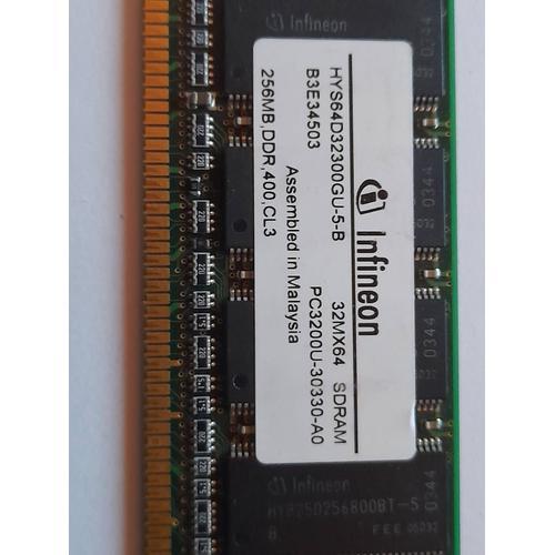 Infineon - DDR - 256 Mo - DIMM 184 broches - 400 MHz / PC3200 - CL3 - 2.5 V - mémoire sans tampon - non ECC