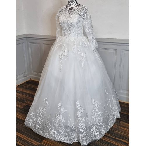 Robe De Mariee Princesse Manche Longue Dentelle Taille 38/40