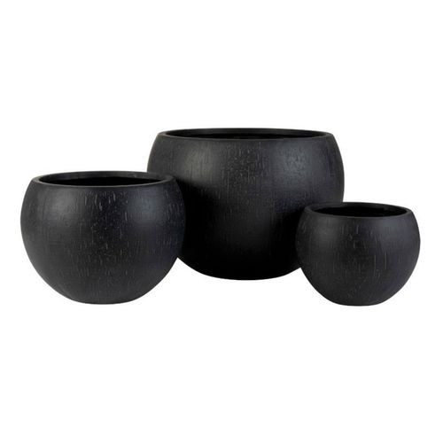 Paris Prix - Lot De 3 Cache-Pots Design "Argile" 55cm Noir