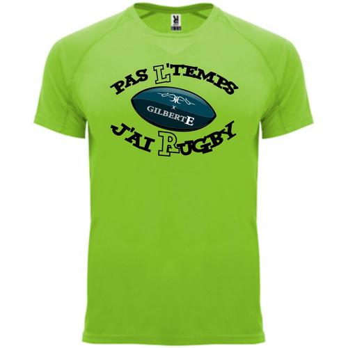 Tee Shirt Humour Rugby "Pas L'temps J'ai Rugby" | T-Shirt Sport Humoristique Vert Homme Thème Rugby Xv 15 - Du S Aux Xxl