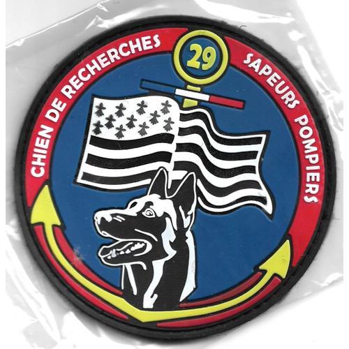 Ecusson Sapeurs Pompiers Chien De Recherche Bretagne 29 Velcros Double Face 90mm