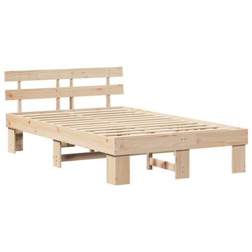 Vidaxl Cadre De Lit Avec Tête De Lit 120x200 Cm En Bois Massif De Pin