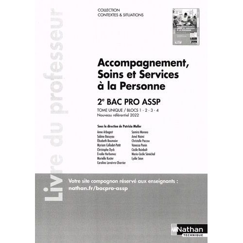 Accompagnement, Soins Et Services À La Personne 2e Bac Pro Assp - Livre Du Professeur
