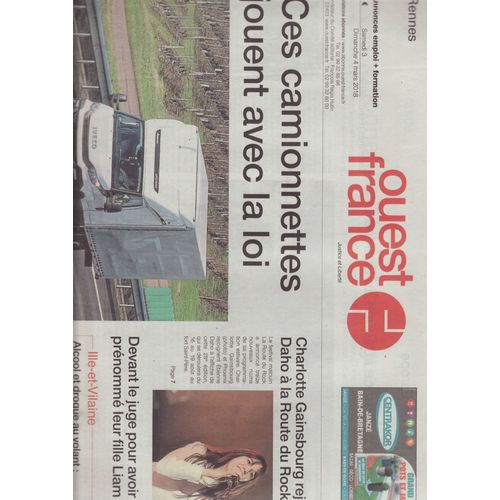 Ouest France (Quotidien) / 03-03-2018 N°22403 : Charlotte Gainsbourg (1/4p) - Joan Baez (3/4p)