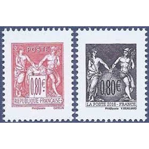 140ème Anniversaire Du Type Sage La Paire Année 2016 N° 5096 5097 Yvert Et Tellier Luxe
