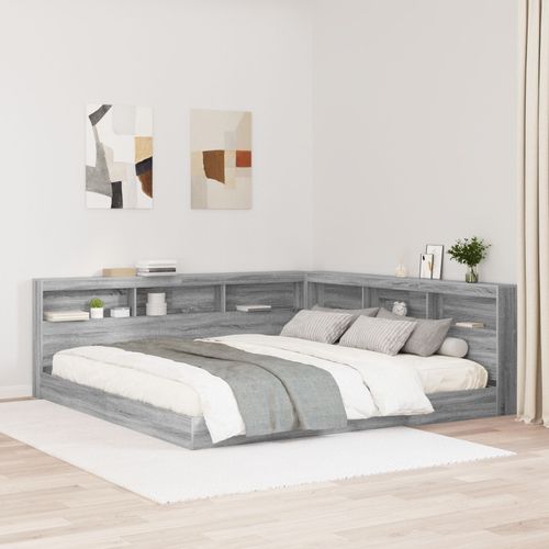 Vidaxl Lit Étagère Gris Sonoma 180x200 Cm En Bois D'ingénierie