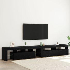 Vidaxl Meubles Tv 2 Pcs Avec Lumières Led En Bois D'ingénierie Chêne Noir, Vidaxl Meuble Tv Avec Led Chêne Noir 120x35x40 Cm En Bois D'ingénierie