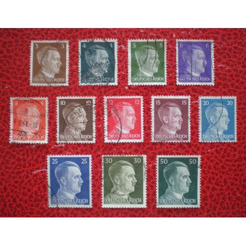 Lot De 12 Timbres Oblitérés - Allemagne - Troisième Reich - Deutsches Reich - Effigie D'hitler - Année 1941