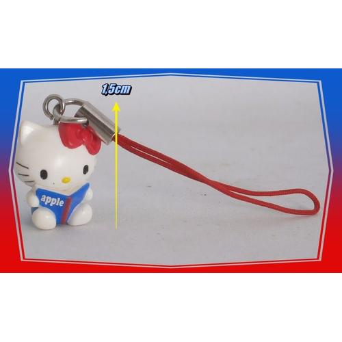 Figurine Série Hello Kitty - Mini Chat Bleu Apple - 1,5cm