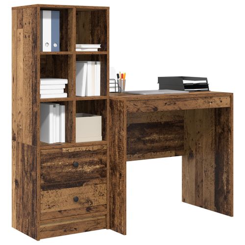 Bureau Vidaxl Avec Rangement En Vieux Bois En Bois Reconstitué, Bureau Vidaxl Vieux Bois 80x50x76 Cm Bois Reconstitué