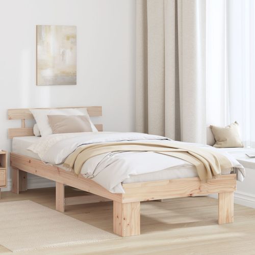 Vidaxl Cadre De Lit Avec Tête De Lit 100x200 Cm Bois Massif Pin