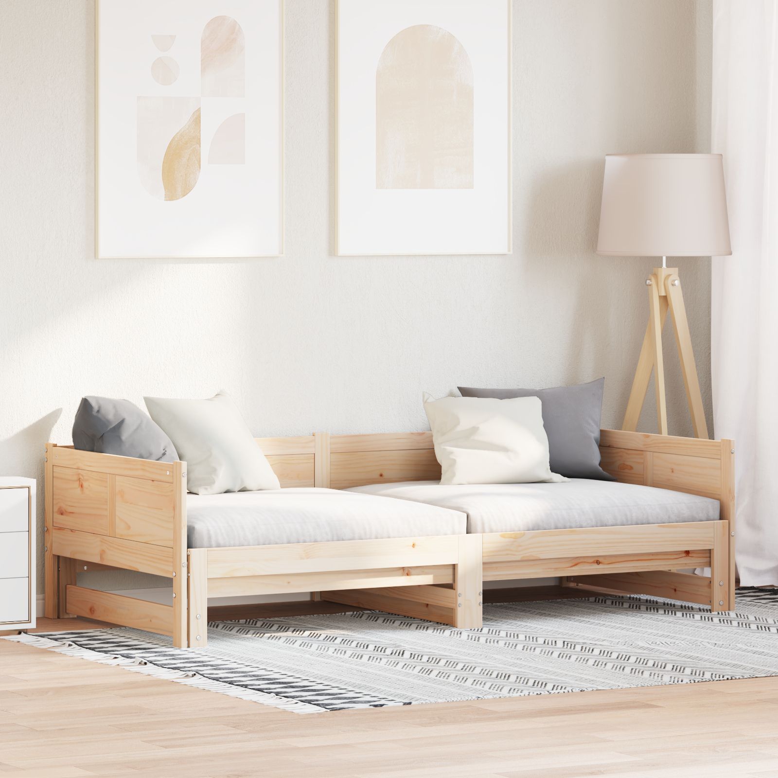 vidaXL Lit escamotable 90x200 cm bois massif pin