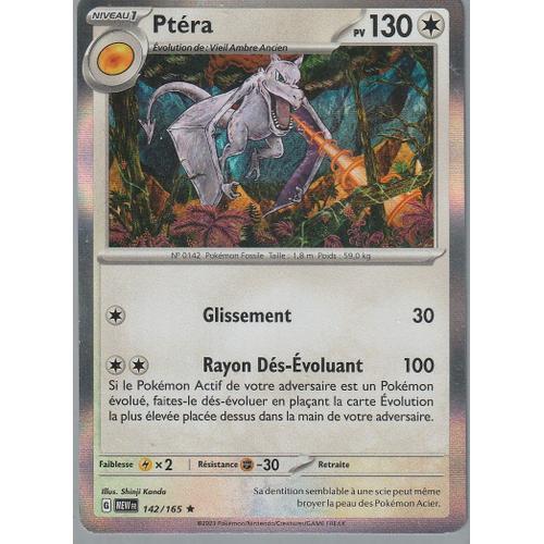 Carte Pokémon - Ptéra - 142/165 - Holo-Rare - Ev3,5 - Mew - 151