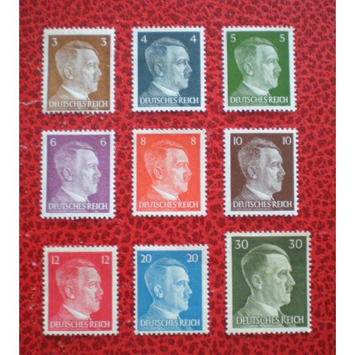 Lot De 9 Timbres Neufs Sur Charnière Ou Avec Trace Ou Sans Gomme - Allemagne - Troisième Reich - Deutsches Reich - Effigie D'hitler - Année 1941