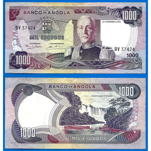 Angola 1000 Escudos 1972 Carmona Afrique Escudo Billet