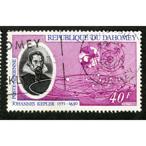 Timbre Oblitéré République Du Dahomay, Johannes Kepler 1571 - 1630, Poste Aérienne, 40 F