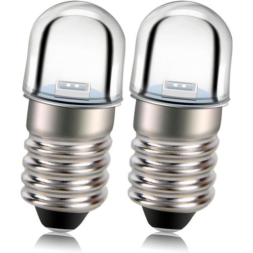 Ampoule Led E10 12v 2525 1 Smd Puce Bleue 100 Lm Remplacement D'ampoule Pour Les Lampes De Poche Torche Lumière Paquet De 2[Den5284059]