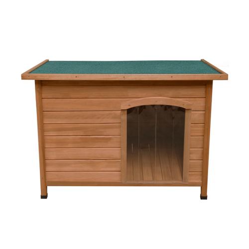 Niche Pour Chien En Bois De Sapin Avec Toit Plat En Asphalte - 70 X 103 X 63 Cm - Chien Taille Moyenne - Imperméable & Durable - Intérieure Ou Extérieure [Pieds En Plastique Inclus] Kennel Chenil Abri