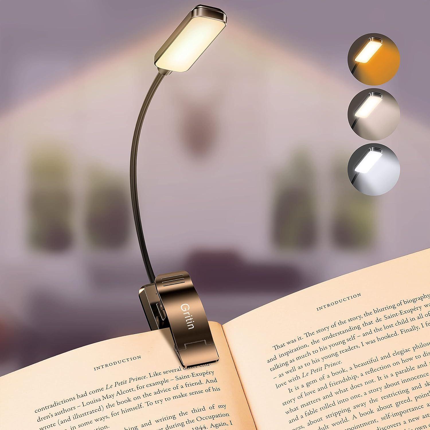 Lampe de Lecture, 7 LEDs Liseuse Lampe Clip 360° Cou Flexible, USB  Rechargeable, 3 Modes