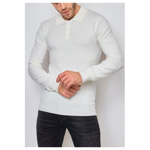 Pull Col Polo Blanc Homme