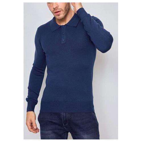 Pull Col Polo Bleu Homme