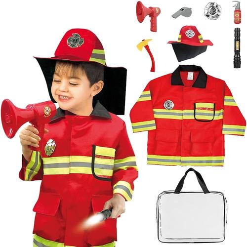 Pompier Deguisement Enfant, Costume de Pompier pour Enfants, Jouet Pompier  Accessoires Jeu de Rôle pour Carnaval Halloween Enfants Garçons Filles 3 4  5 6 ans