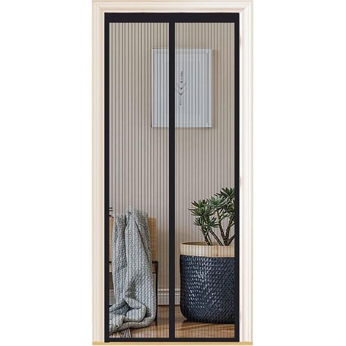 Moustiquaire Magnétique pour Portes,Différentes Tailles,70 x 200cm,Puissants Aimants,Fermeture Automatique,de Porte Rideau Couloirs Patio Sans Perçage,Bandes Noires