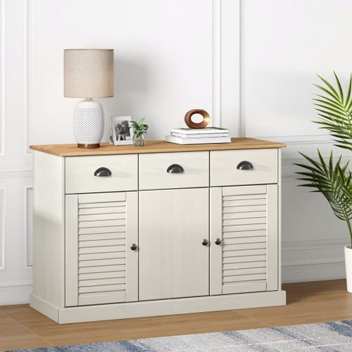 Buffet Avec Tiroirs Vigo 113x40x75 Cm Blanc Bois Massif De Pin