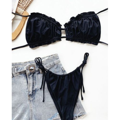 Maillot De Bain Sexy Pour Femmes,Mini String,Bikini,Ensemble Deux Pièces,Plissé,Pour Baigneurs,Vêtements De Plage,2022