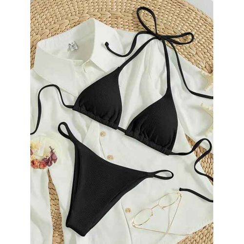 String Bikinis 2024 Femmes Sexy Triangle Maillot De Bain Solide Blanc Maillots De Bain Femme Rembourré Baigneurs Maillot De Bain Maillots De Bain