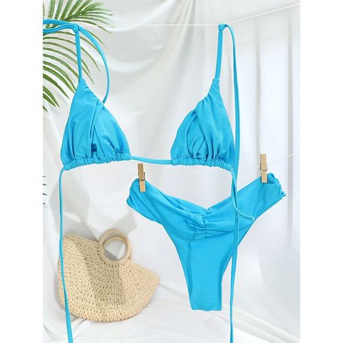 Triangle Bikinis Sexy Maillot De Bain Femmes Maillot De Bain Bandeau 2024 Bikini Ensemble Couleur Unie Maillots De Bain Deux Pièces Costume Femme Maillots De Bain