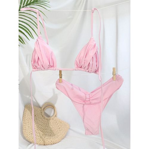Triangle Bikinis Sexy Maillot De Bain Femmes Maillot De Bain Bandeau 2024 Bikini Ensemble Couleur Unie Maillots De Bain Deux Pièces Costume Femme Maillots De Bain