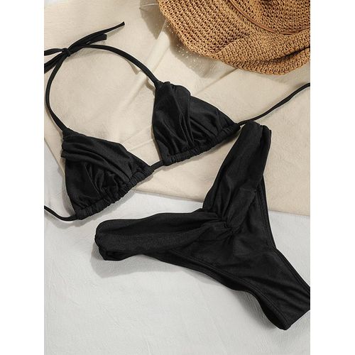 Ensemble De Bikini Plissé À Plis Brésiliens,Micro Bikinis Sexy,Maillot De Bain Pour Femmes,Maillot De Bain Triangle Féminin,Maillot De Bain Pour Vêtements De Plage,2023