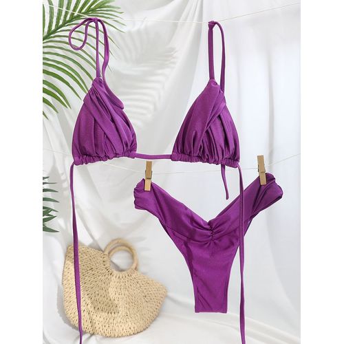 Ensemble De Bikini Plissé À Plis Brésiliens,Micro Bikinis Sexy,Maillot De Bain Pour Femmes,Maillot De Bain Triangle Féminin,Maillot De Bain Pour Vêtements De Plage,2023