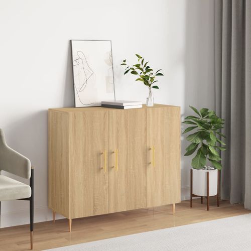 Buffet Chêne Sonoma 90x34x80 Cm Bois D'ingénierie
