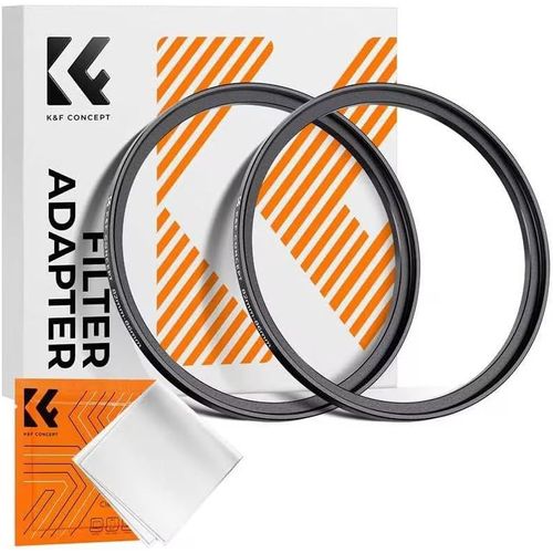 2 PCS Filtre Bague Adaptateur 52-55mm Step up Ring (52 mm à 55 mm) et Un Chiffon de Nettoyage