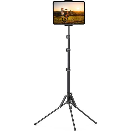 Support pour Trépied iPad Pliable - Réglable en Hauteur et Rotation à 360°,Support de Sol pour Tablette 4,7-13"",iPad 12.9,Air Mini,Switch,iPhone,Tablet,Noir