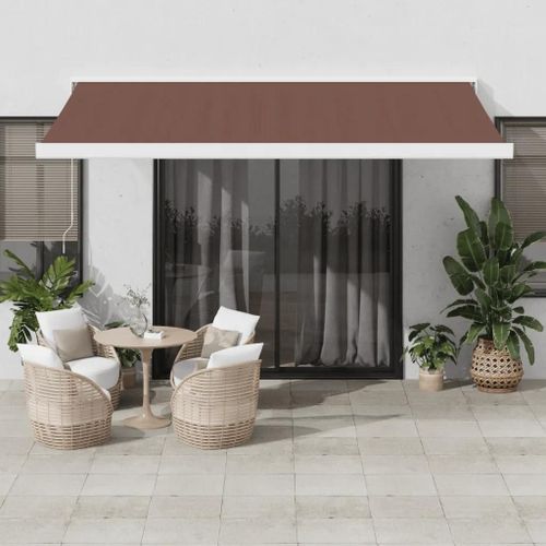 Prolenta Premium - Auvent Manuel Rétractable Marron 450x300 Cm