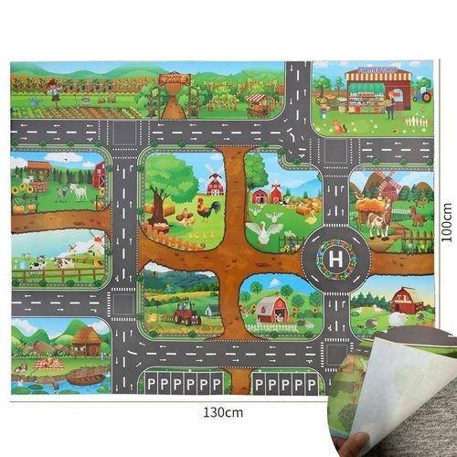 Tapis De Jeu Pour Enfants, Surface D'activité Imperméable, Carte De Route, Animal, Jouet Pour Bébé, Dinosaure, Portable, Ferme, Route, Non Toxique-Mat 100x130cm-En40