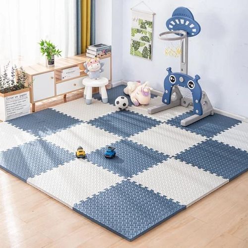 Tapis de jeu pour bébé imbriqué 8/16 pièces, tapis de sol épais et doux, parfait pour la chambre des tout-petits, la zone de jeu et l'exercice-16 pieces-1cm-navy Bleu - Blanc