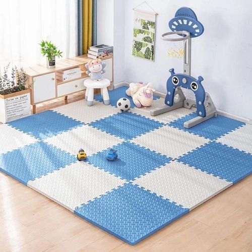 Tapis de jeu pour bébé imbriqué 8/16 pièces, tapis de sol épais et doux, parfait pour la chambre des tout-petits, la zone de jeu et l'exercice-8 pieces-1cm-Blanc Bleu