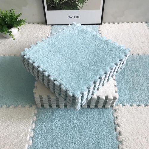 Tapis D'épissure De Style Ins, 20 Pièces, Chambre À Coucher, Couverture De Chevet Pour Enfants, Salon Résistant Aux Taches, Tapis De Sol 30x30 Cm-20pcs-Blanc-Light Bleu-A-L