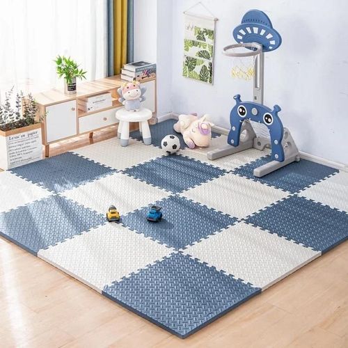 Tapis De Jeu Pour Bébé, Tapis Puzzle, Tapis De Sol Pour Enfants, Épais En Mousse Eva, Pour Chambre D'enfants, Tapis D'activités Pour Bébé 30x1cm-20pcs-Blanc-Bleu