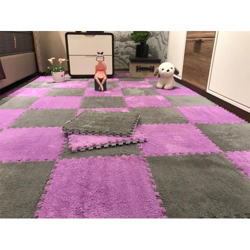 Polymère de jeu en peluche douce pour enfants, tapis de puzzle en mousse brûleur, jouets pour bébé, garder au chaud dans la chambre, virus de jeu, 30 cm * 30 cm * 1cm-20pcs-Pourpre-Gris - J-H