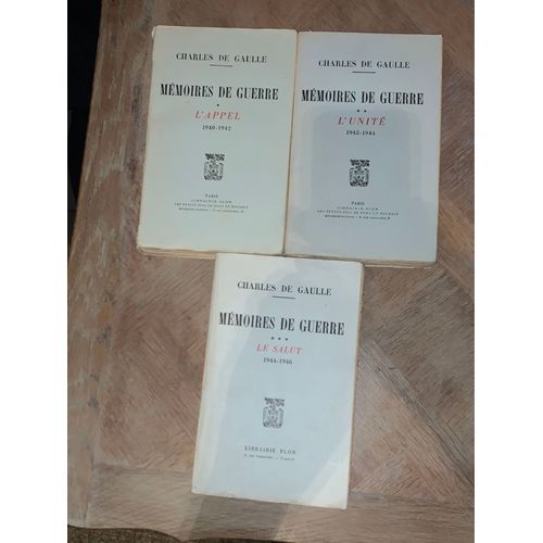 Mémoires De Guerre En 3 Volumes (L Appel-L Unité-Le Salut) Du Général De Gaulle 